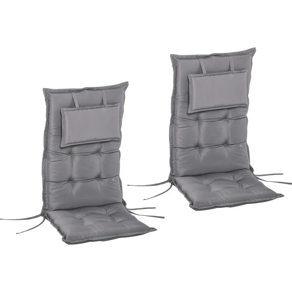 Chair cushions set of 2 with thick padding dark grey