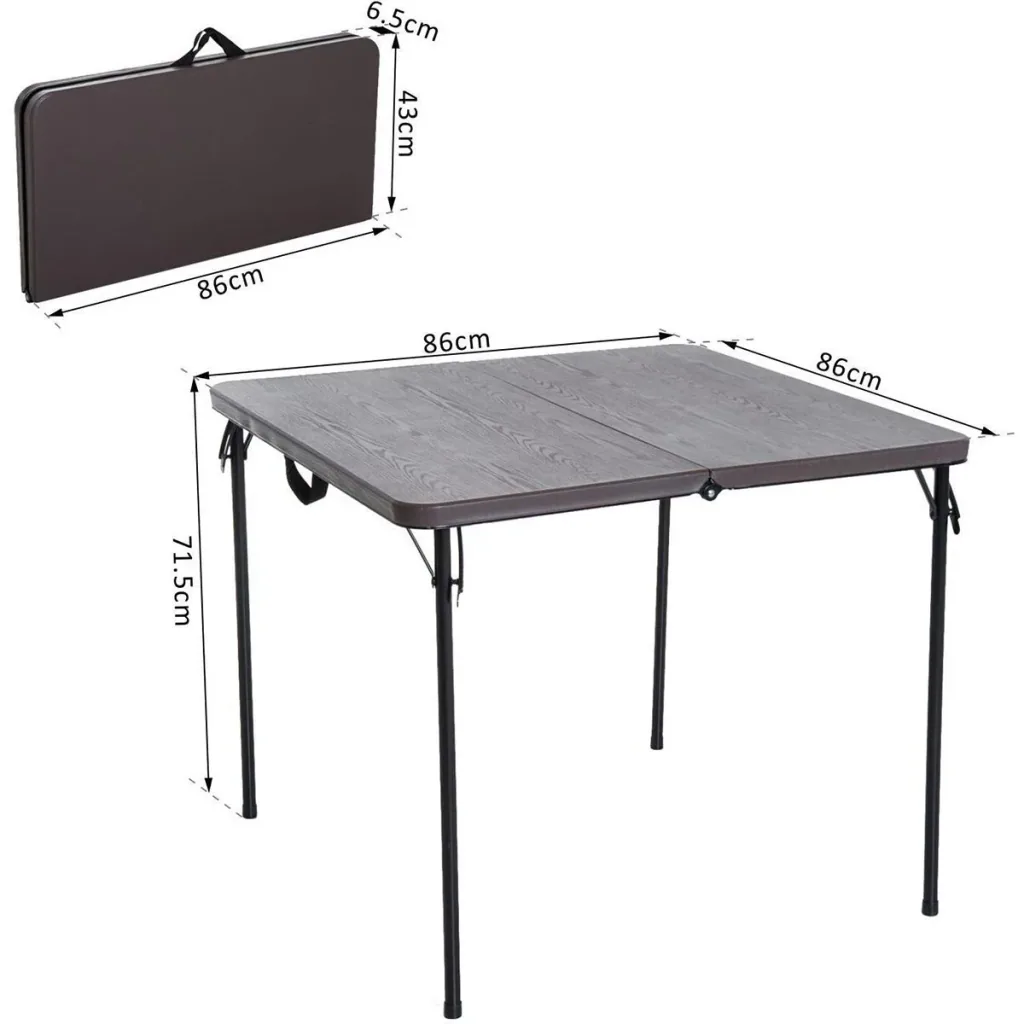 Portable camping table, coffee brown