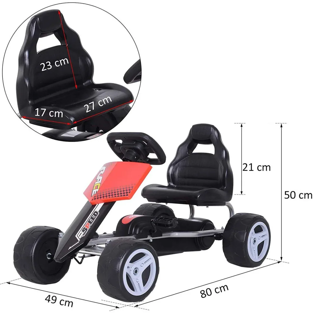 Children's Go-Kart Pedal Car Children's Vehicle with Pedals 4 Wheels Metal + Plastic Red 3 8 Years