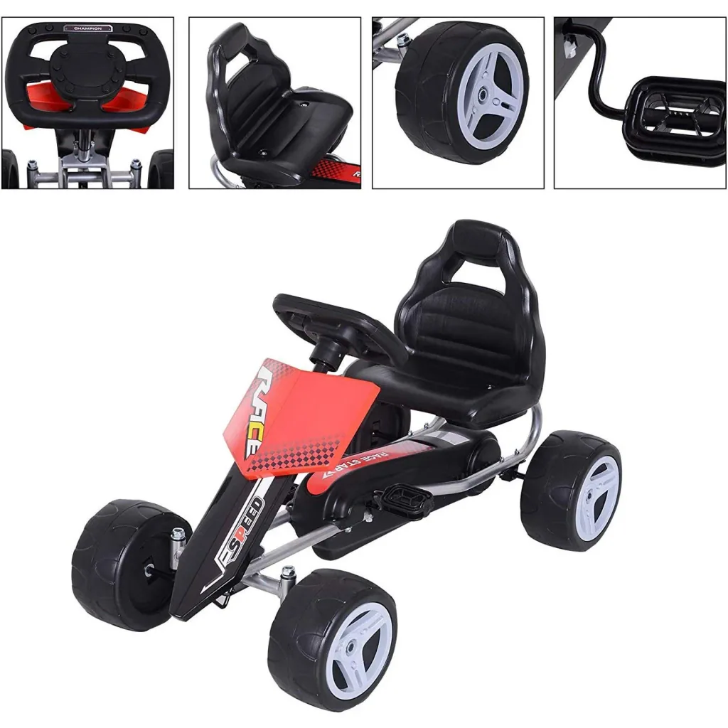 Children's Go-Kart Pedal Car Children's Vehicle with Pedals 4 Wheels Metal + Plastic Red 3 8 Years