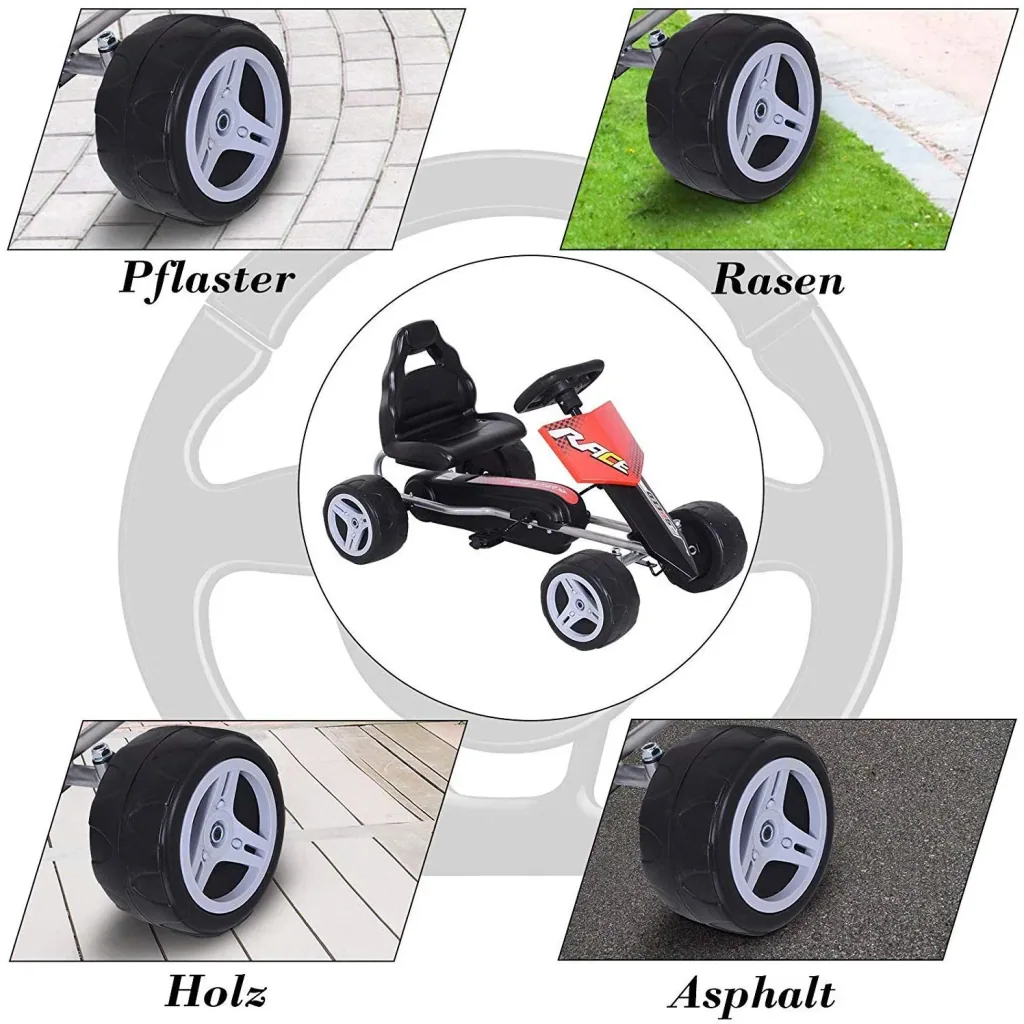 Children's Go-Kart Pedal Car Children's Vehicle with Pedals 4 Wheels Metal + Plastic Red 3 8 Years