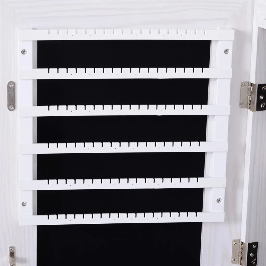 LED jewelry cabinet with mirror light gray