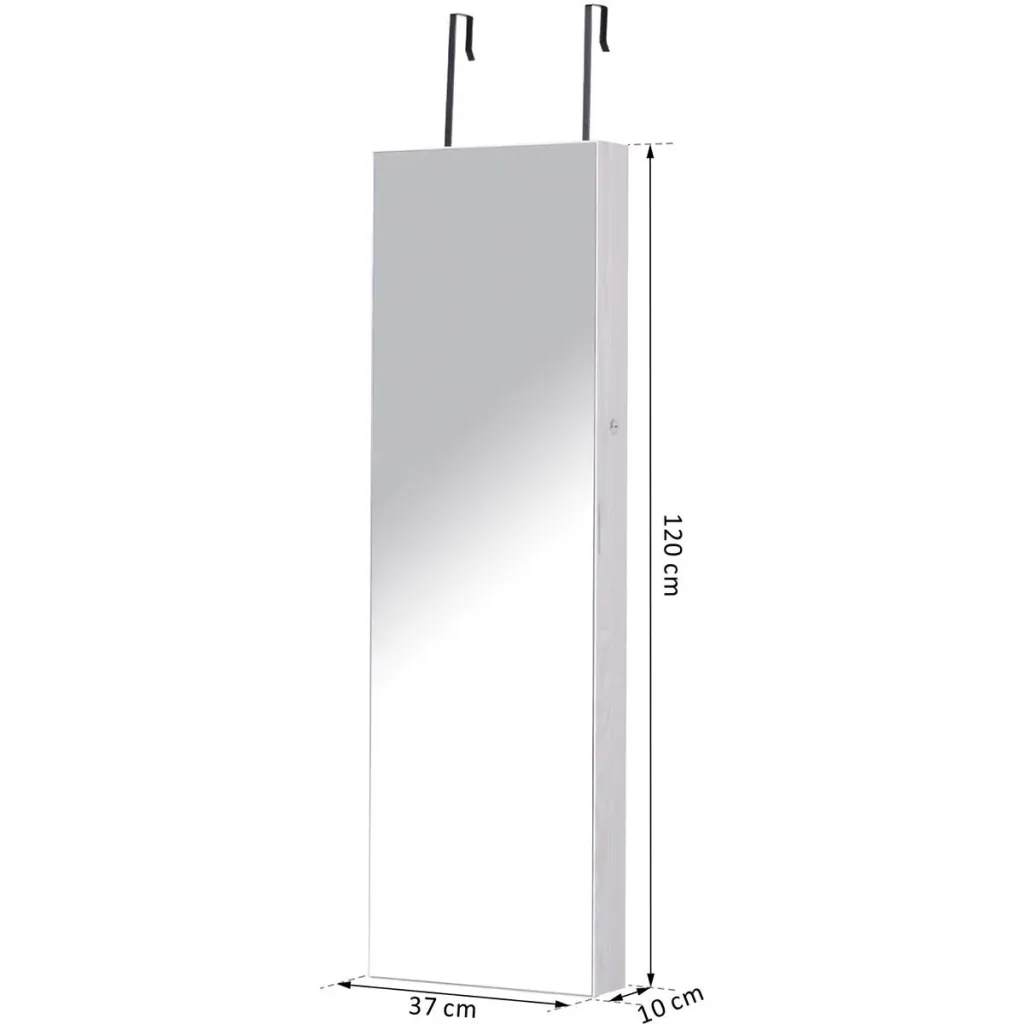 LED jewelry cabinet with mirror light gray