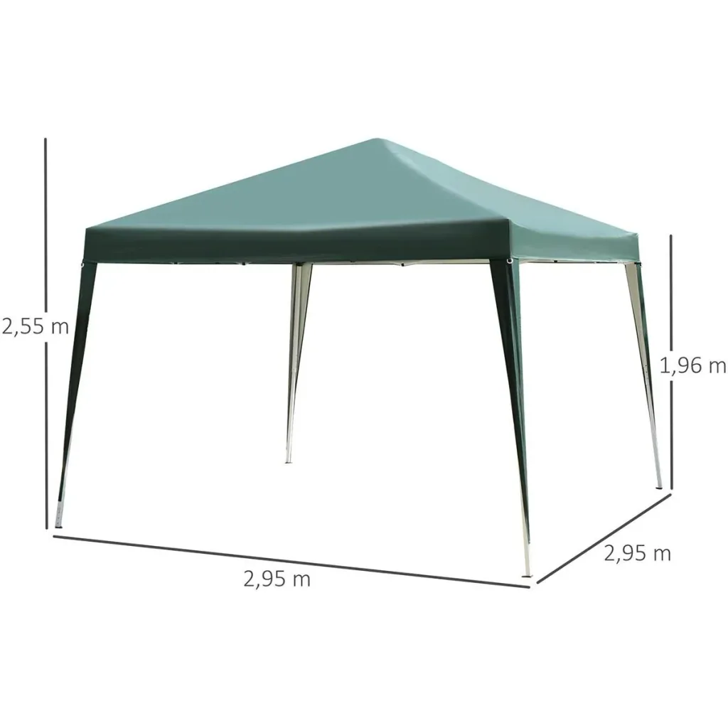 Pavilion 3 x 3 m Pop-Up Folding Pavilion Garden Pavilion Foldable Party Tent Garden Tent UV Protection Steel+Oxford Green