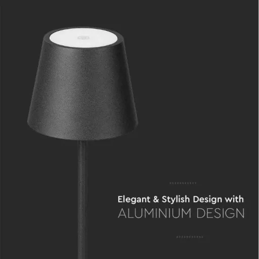 VT-7703 Table Lamp - 4000K - Dimmable via Touch - Rechargeable - Black