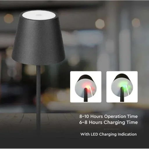 VT-7703 Table Lamp - 4000K - Dimmable via Touch - Rechargeable - Black