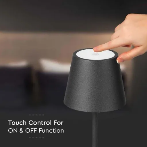 VT-7703 Table Lamp - 4000K - Dimmable via Touch - Rechargeable - Black