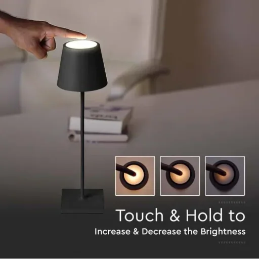 VT-7703 Table Lamp - 4000K - Dimmable via Touch - Rechargeable - Black