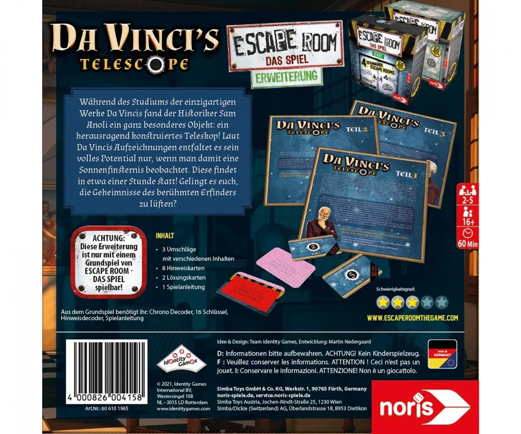 Board game Escape Room Da Vinci's Telescope