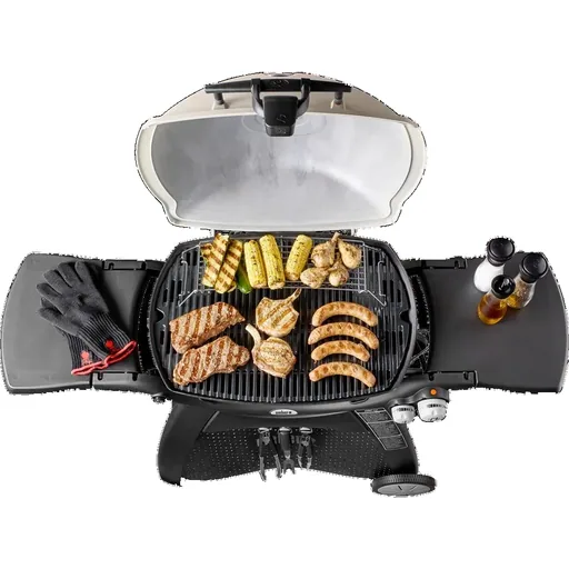 Gas grill Q 3200 Station, Black, with heat shield and roasting rack