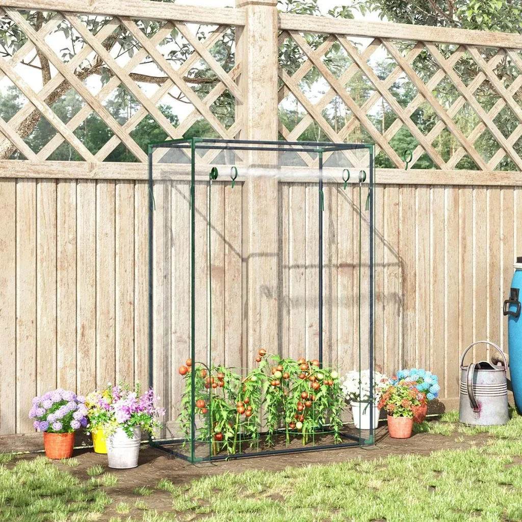 Greenhouse cold frame tomato greenhouse with roller shutter steel PE transparent 100 x 50 x 149 cm