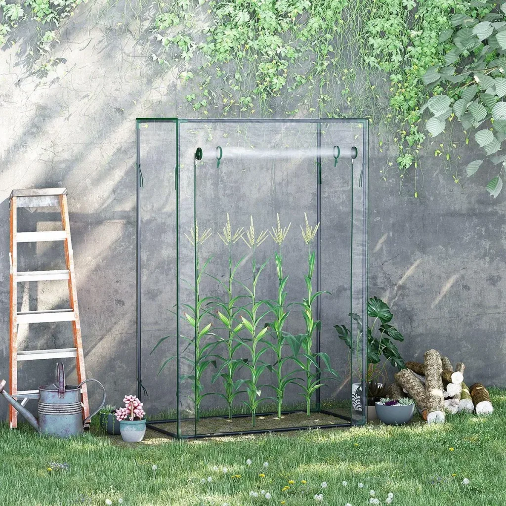 Greenhouse cold frame tomato greenhouse with roller shutter steel PE transparent 100 x 50 x 149 cm