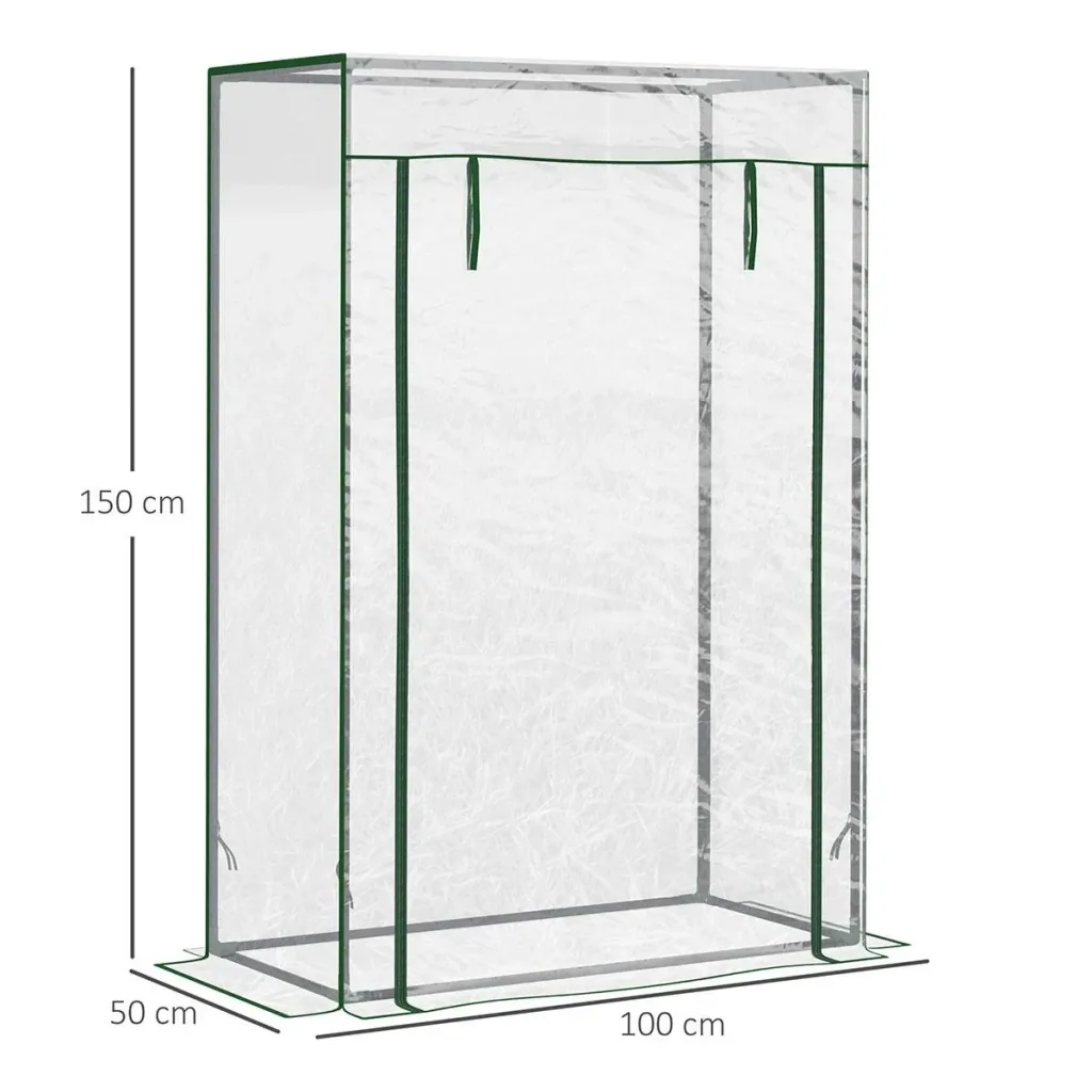 Greenhouse cold frame tomato greenhouse with roller shutter steel PE transparent 100 x 50 x 149 cm
