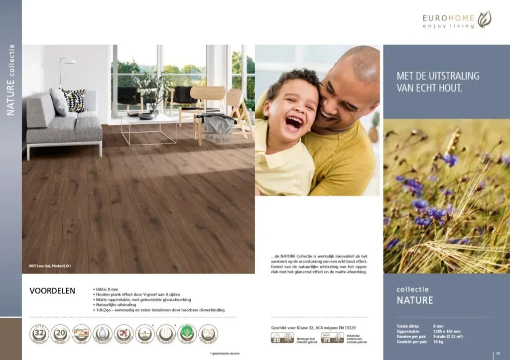 Nature Laminatboden Light Brushed Oak 8 mm 2,22 m²