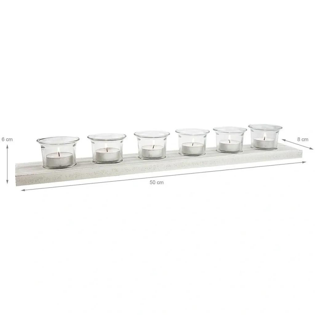 Tealight holder 6 glasses - 50x8x6 cm