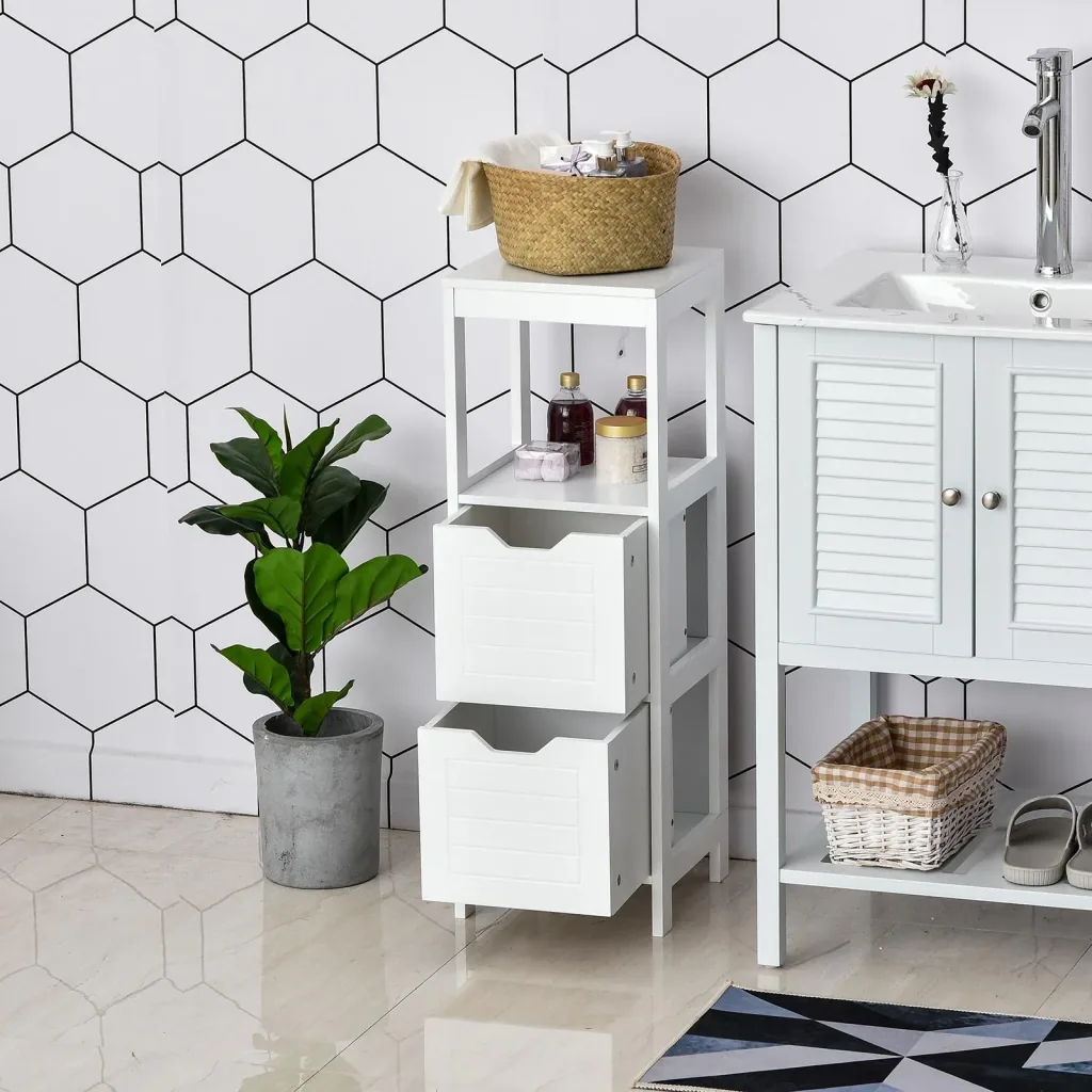 Cabinet with 2 drawers and 1 open shelf