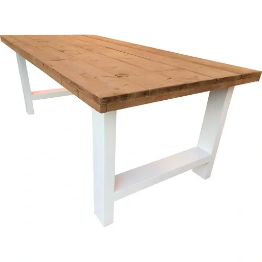 Seattle Roasted wood dining table - White