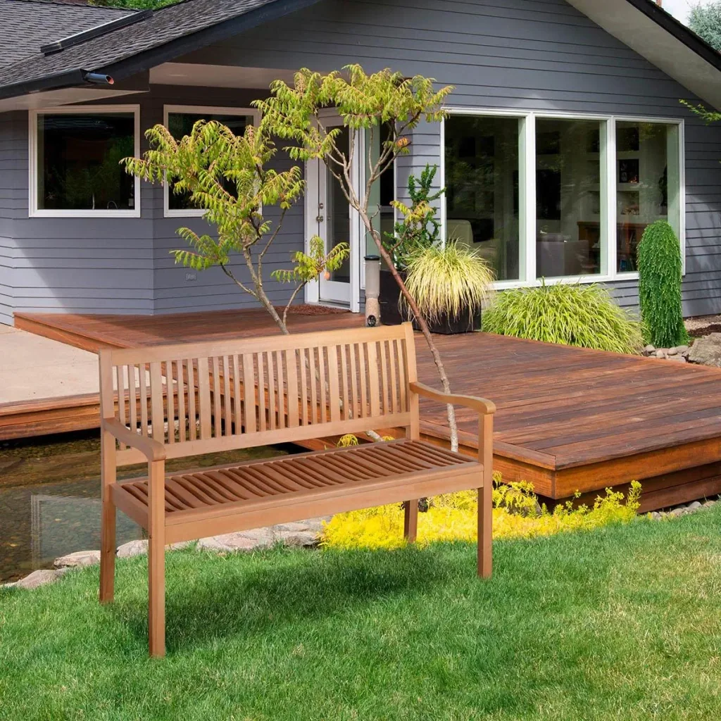 2-seater wooden garden bench 126.8 x 62 x 91.3 cm