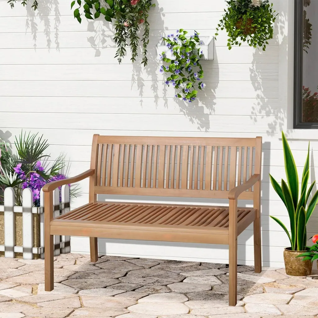 2-seater wooden garden bench 126.8 x 62 x 91.3 cm