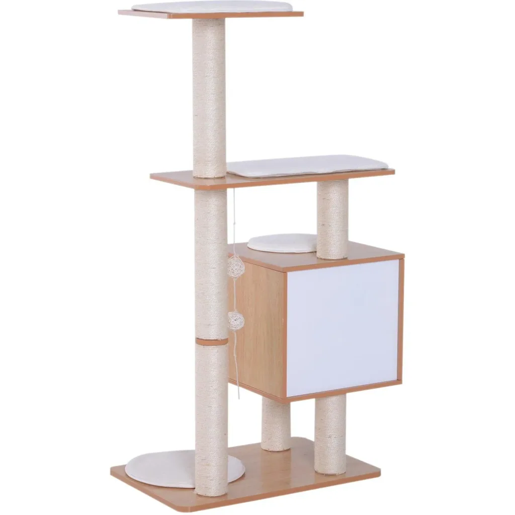 Scratching post cat toy climbing tree sisal upholstery lying area ball natural 60 x 40 x 120 cm