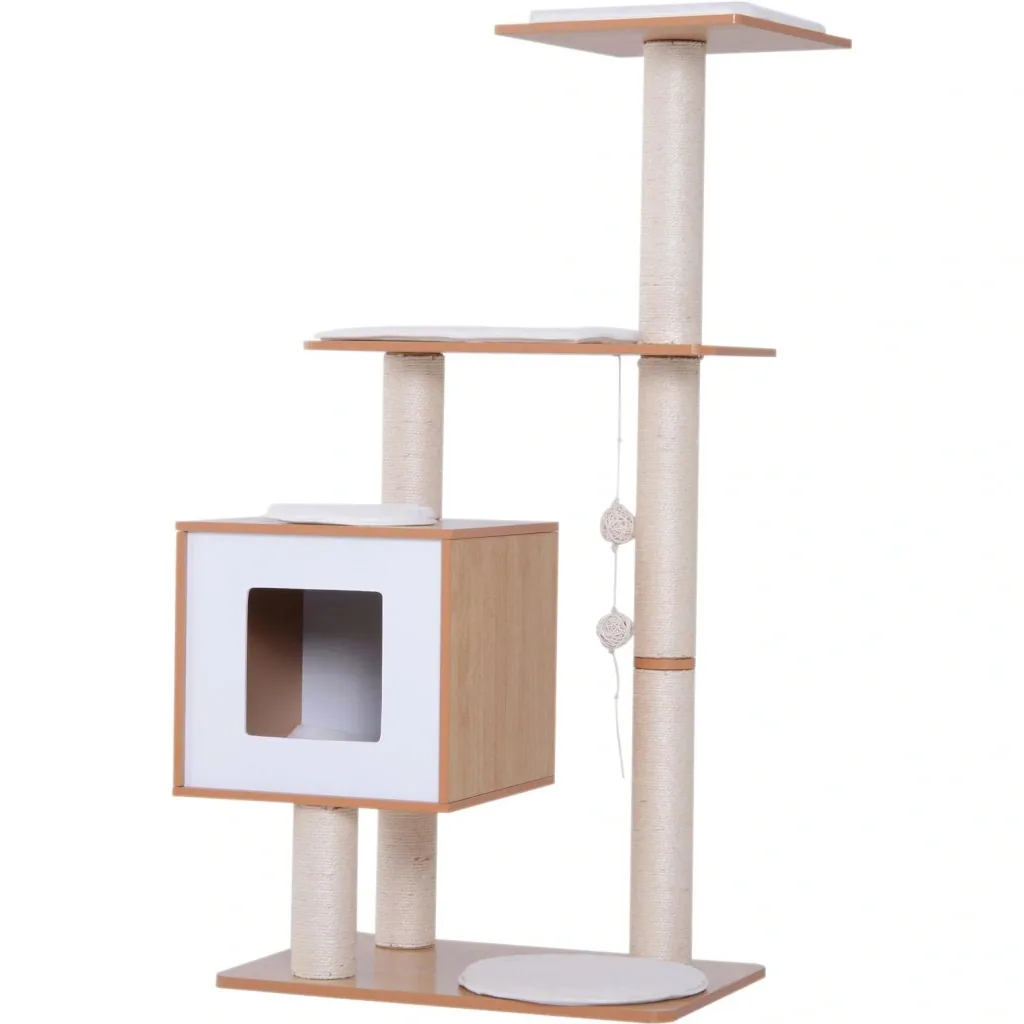 Scratching post cat toy climbing tree sisal upholstery lying area ball natural 60 x 40 x 120 cm