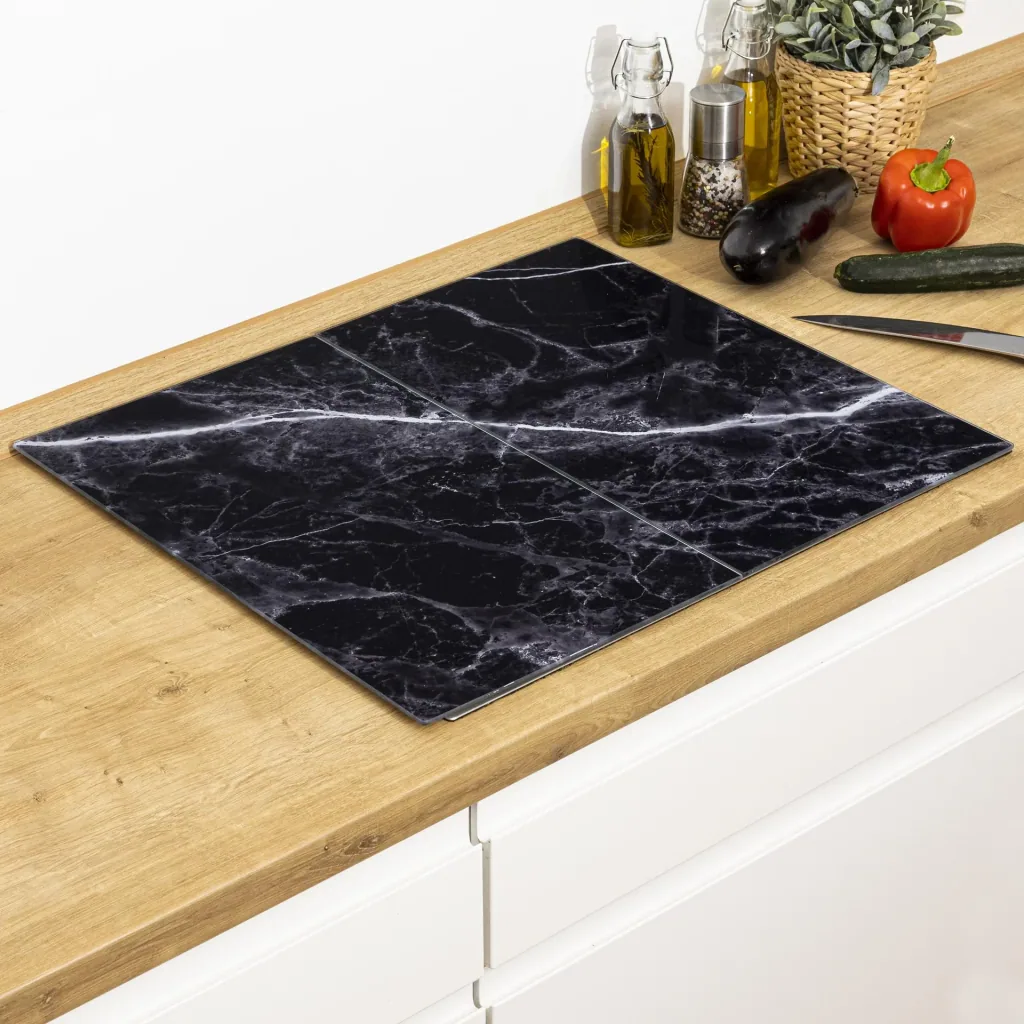 Stove cover plate, 2 pieces black