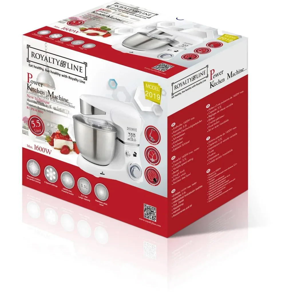Food processor - 5.5 liters - 1600 watts - 3 speeds and pulse mode - White
