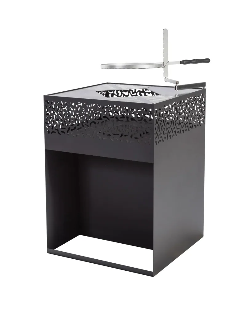 Grill CUBE 1000 black with grill grate Ø38, swivel arm and metal cover