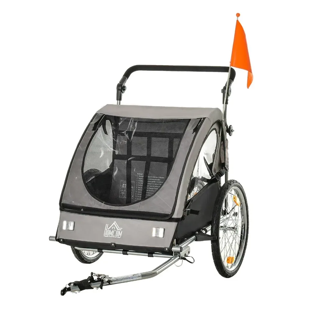 2 in 1 child trailer bicycle trailer stroller with storage bag two-layer steel tube nesting metal Oxf