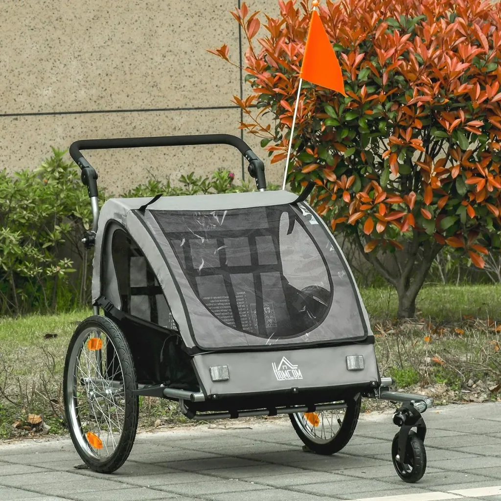 2 in 1 child trailer bicycle trailer stroller with storage bag two-layer steel tube nesting metal Oxf