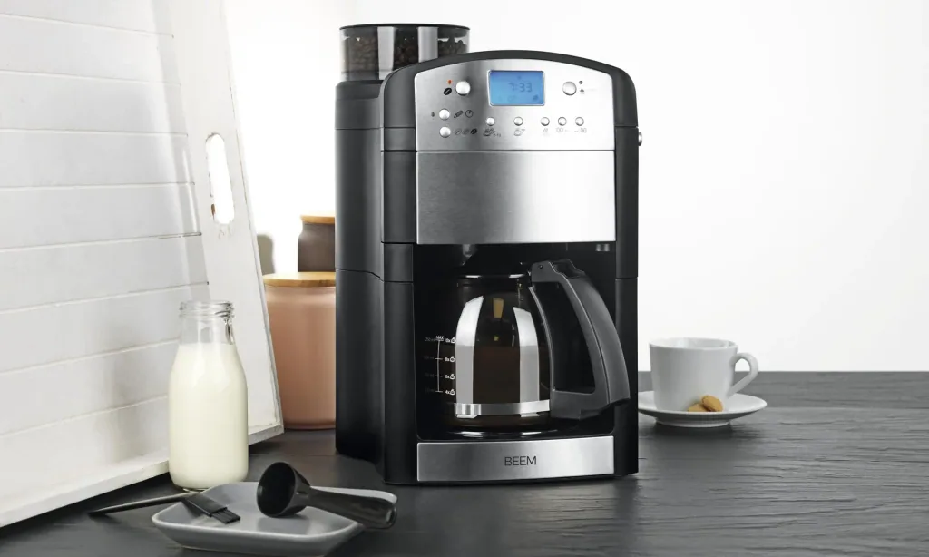 Coffee machine with grinder "Fresh-Aroma-Perfect" stainless steel, 1.25 l glass jug, 1000 W