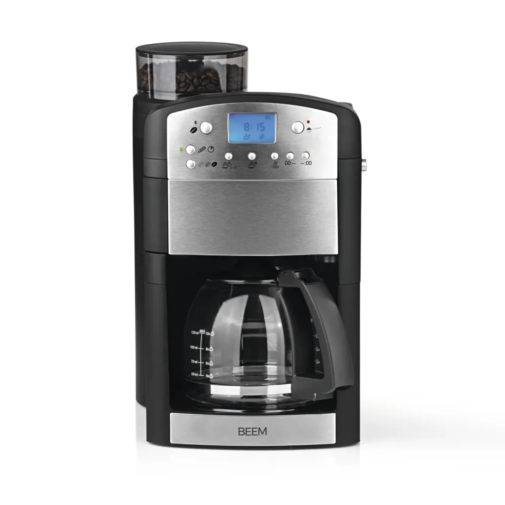 Coffee machine with grinder "Fresh-Aroma-Perfect" stainless steel, 1.25 l glass jug, 1000 W