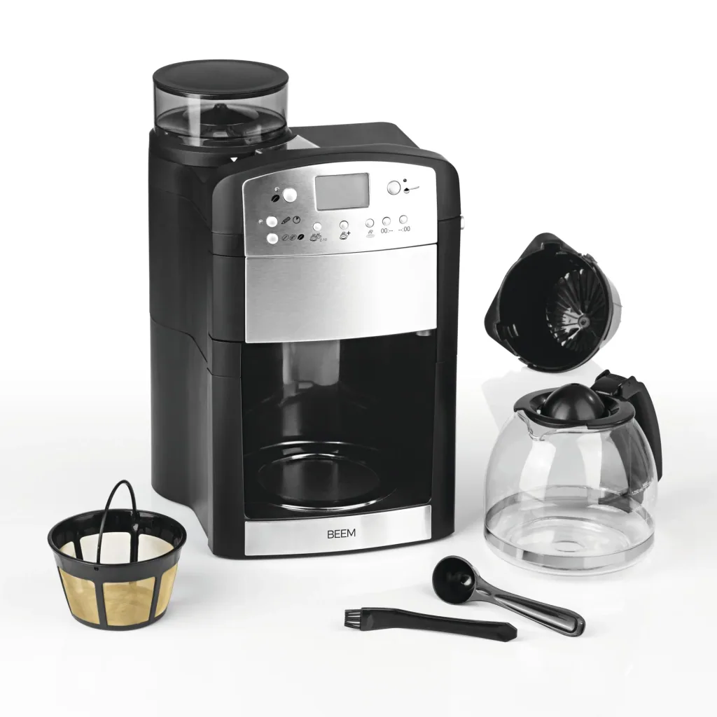 Coffee machine with grinder "Fresh-Aroma-Perfect" stainless steel, 1.25 l glass jug, 1000 W