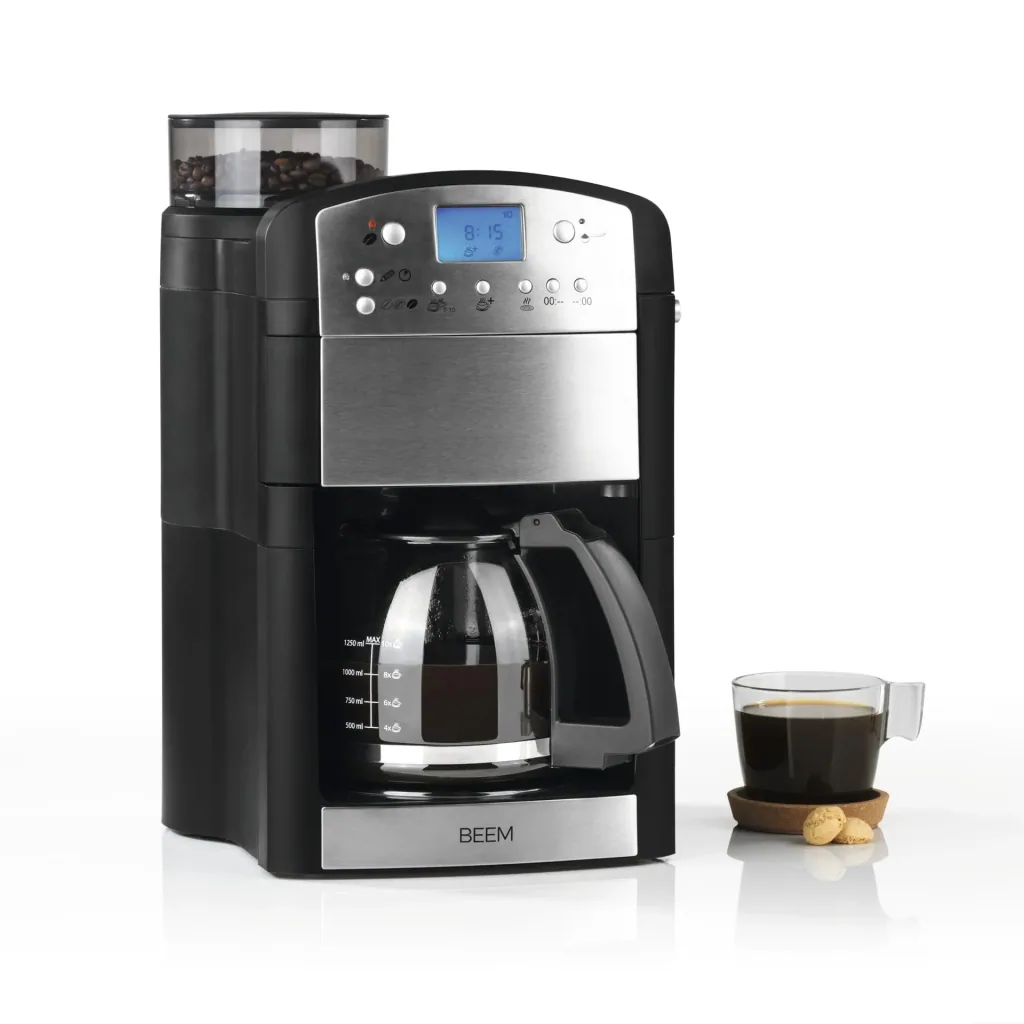 Coffee machine with grinder "Fresh-Aroma-Perfect" stainless steel, 1.25 l glass jug, 1000 W