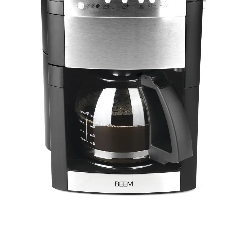 Coffee machine with grinder "Fresh-Aroma-Perfect" stainless steel, 1.25 l glass jug, 1000 W