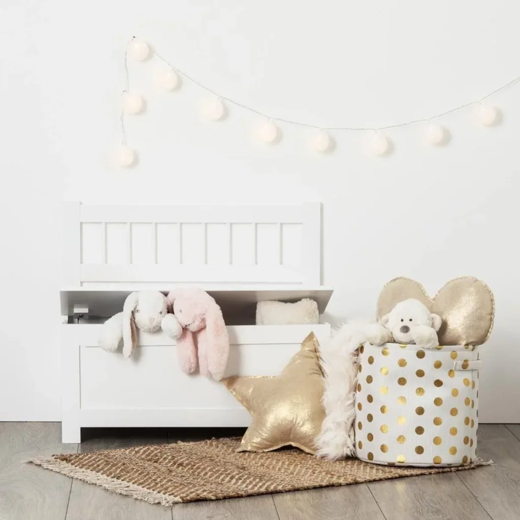 Children's bench with storage space - white - 64x74x34 cm