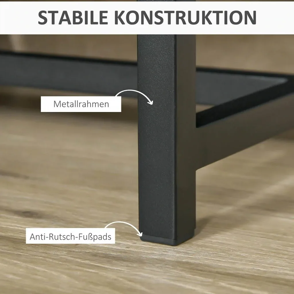 Bedside table with 2 drawers, side table, nightstand, sofa table, black + natural, 40 x 36 x 48.5 cm