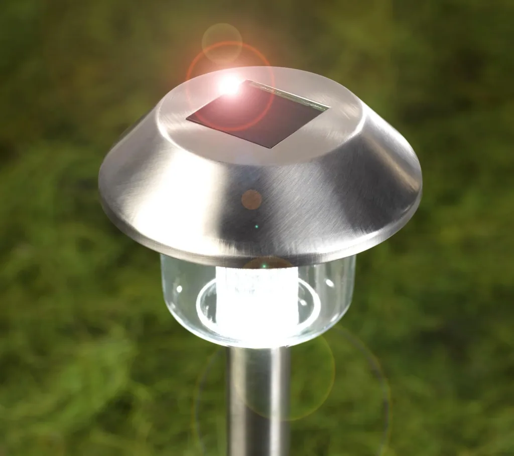 Solar stainless steel lights with ground spike, set of 3
