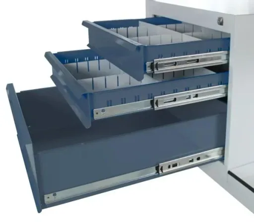 Workbench Eko, 3 drawers, RAL 7035/7016, L1200xW600xH825mm,