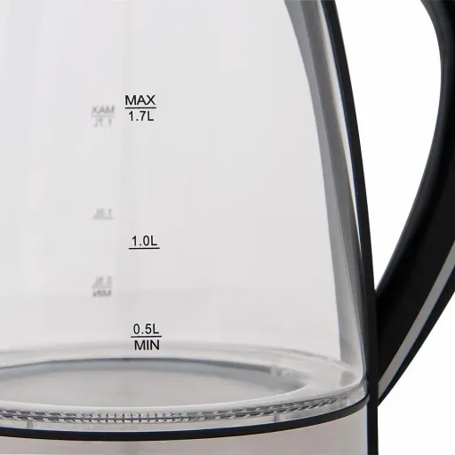 Kettle black/silver glass/stainless steel 1.7L
