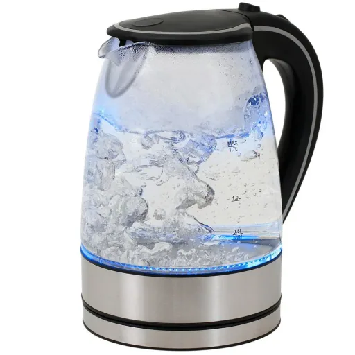 Kettle black/silver glass/stainless steel 1.7L