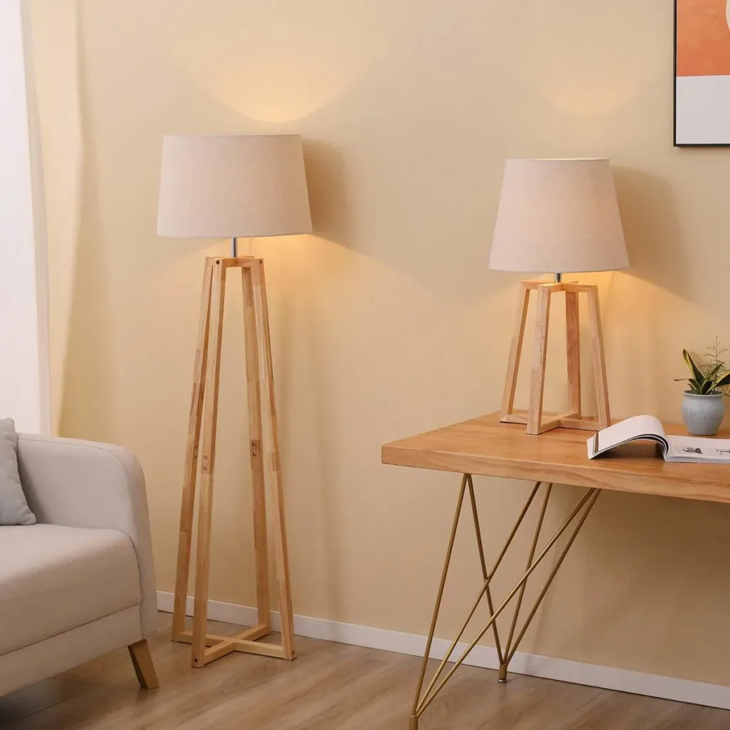 Floor lamp with 1 table lamp set of 2 bedside lamps 149 cm/68 cm height floor lamp for living room bedroom Skandi-Desi