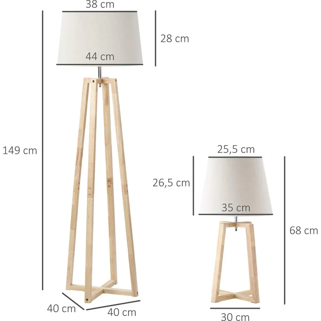 Floor lamp with 1 table lamp set of 2 bedside lamps 149 cm/68 cm height floor lamp for living room bedroom Skandi-Desi