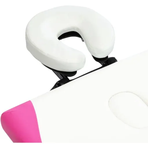 Folding massage table with 2 zones aluminum white and pink