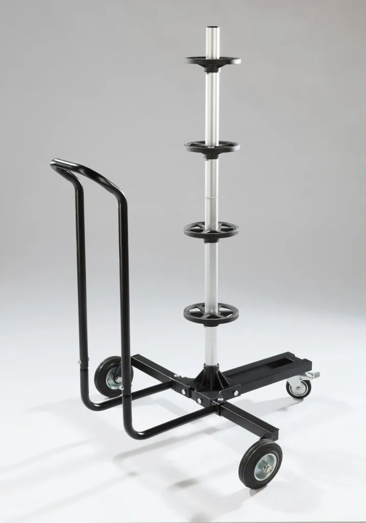 Dino tire trolley with parking brake including protective cover, various tire widths