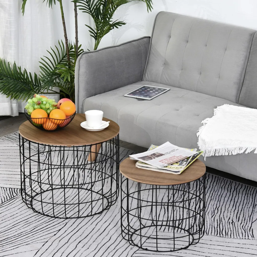 Side table 2-piece, black and brown