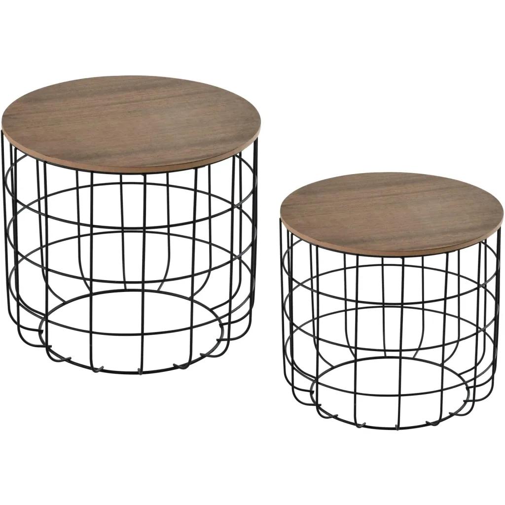Side table 2-piece, black and brown