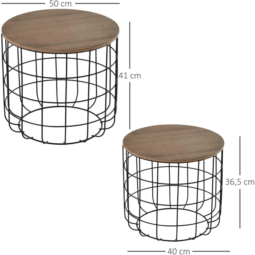 Side table 2-piece, black and brown
