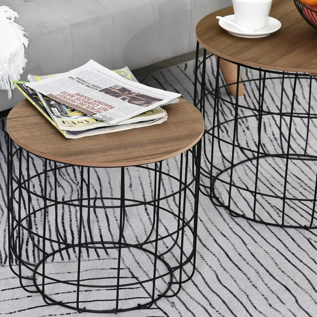Side table 2-piece, black and brown