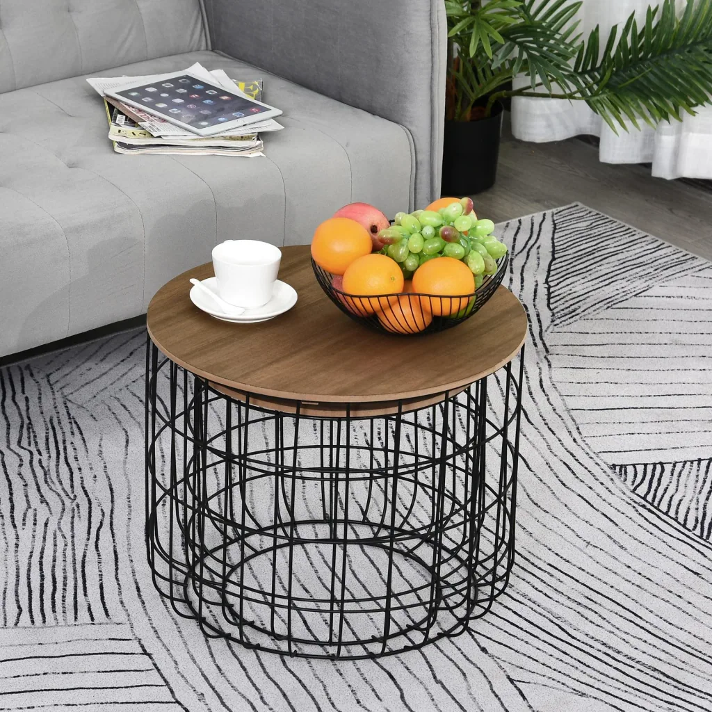 Side table 2-piece, black and brown
